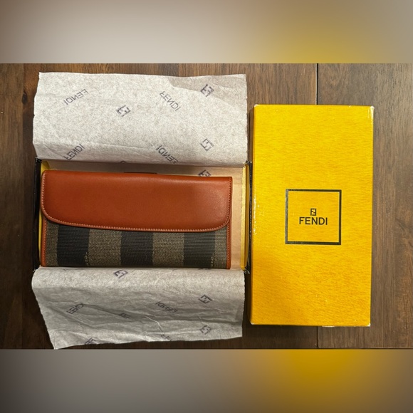 Fendi Tan and Black Striped Leather Wallet - Picture 1 of 7
